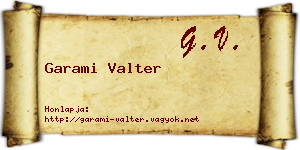 Garami Valter névjegykártya